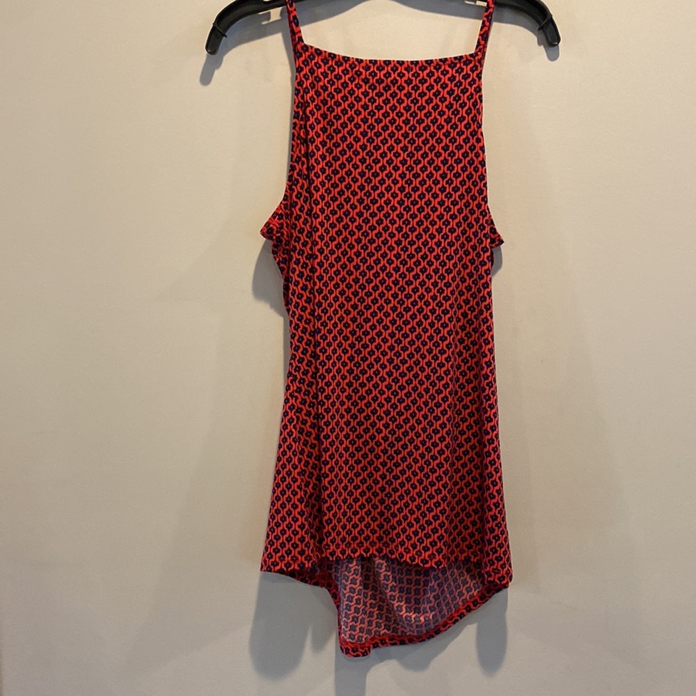 Banana Republic long camisole gathered on the frnt left side medium red & n blue - Picture 5 of 6